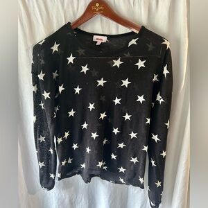 BONGO Black Sweater White Stars Sheer XL Y2K 90s